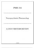 (UOPX) PMH 502 - Neuropsychiatric Pharmacology - Latest Midterm Review 20242025.