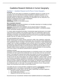 Samenvatting Kwalitatieve Onderzoeksmethoden (GEO2-3053), Qualitative Research Methods in Human Geography