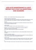 ASE AUTO MAINTENANCE & LIGHT REPAIR TEST (TEST G1) QUESTIONS AND ANSWERS