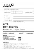 AQA GCSE MATHEMATICS Foundation Tier Paper 2 Calculator  8300-2F-QP-Mathematics-G JUNE 2024