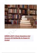 GREEN LIGHT 2 Exam Questions And Answers All Verified By An Expert A+ Graded  