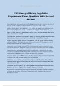 USG Georgia History Legislative Requirement Exam Questions With Revised Answers