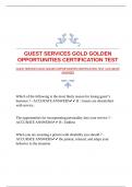 GUEST SERVICES GOLD GOLDEN OPPORTUNITIES CERTIFICATION TEST |ACCURATE ANSWERS