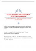 GUEST SERVICE PROFESSIONAL CERTIFICATION EXAM WITH GUARANTEED ACCURATE ANSWERS