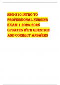 NSG-310 INtro to  profeSSIoNal NurSING  exam 1 2024-2025  updateS wIth queStIoN  aNd correct aNSwerS  1917 - correct answer-nurse leaders cooperated with fed. gov. in a recruitmnet and mobilization  campaign in an attempt to remedy nursing shortage. Jane 