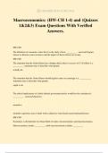 Macroeconomics: (HW-CH 1-4) and (Quizzes 1&2&3) Exam Questions With Verified Answers.