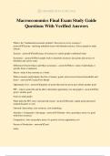 Macroeconomics Final Exam Study Guide Questions With Verified Answers