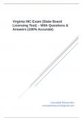 Virginia HIC Exam (State Board Licensing Test) – With Questions & Answers (100% Accurate)