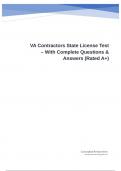 VA Contractors State License Test – With Complete Questions & Answers (Rated A+)