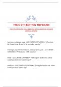 TNCC 9TH EDITION TNP EXAM QUESTIONS WITH GUARANTEED ACCURATE ANSWERS |VERIFIED