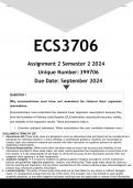 ECS3706 Assignment 2 (ANSWERS) Semester 2 2024 - DISTINCTION GUARANTEED