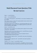 Math Placement Exam Questions With Revised Answers