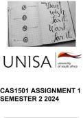 CAS1501 Assignment 1 (COMPLETE ANSWERS) Semester 2 2024 - Due September 2024  ;100 % trusted workings, expert solved, explanations and solutions.