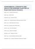  FUNDAMENTAL CONCEPTS AND SKILLS FOR NURSING CHAPTER 19 Exam And Correct Answers.