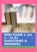 MNO EXAM 1 (ch 1 - ch 8) QUESTIONS & ANSWERS SCORED A+