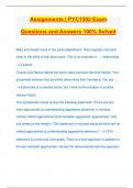 Assignments | PYC1502 Exam Questions and Answers 100% Solved Mary and Joseph work in the same department. They regularly visit each other in the office to talk about work. This is an example of . . . relationship. - casual Thando and Rachel attend the sam