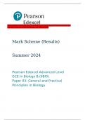 Pearson Edexcel Advanced Level GCE In Biology B (9BI0) Paper 03: General and Practical Principles in Biology Mark Scheme (Results) Summer 2024