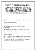 BARNEY FLETCHER FINAL EXAM 2024 COMPLETE 250 QUESTIONS WITH 100% CORRECT SIMPLIFIED  AND VERIFIED ANSWERS BRAND  NEW EXAM GRADED A+