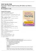 TEST BANK  For: Psychiatric Mental Health Nursing, 9th Edition by Sheila L. Videbeck All Chapters 1-24 LATEST UPDATE  'ULTIMATE GUIDE  A+