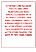 ESTHETICS STATE BOARD|85 PRACTICE TEST EXAM QUESTIONS AND 100% COMPLETE ANSWERS WITH RATIONALES VERIFIED AND WELL EXPLAINED BY EXPERTS ALREADY PASSED!!!!!!GRADED A+ LATEST UPDATE 2024 WITH 100% GUARANTEED SUCCESS AFTER DOWNLOAD (ALL YOU NEED TO PASS YOUR 