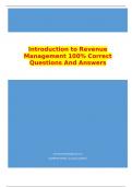 Introduction to Revenue Management 100% Correct Questions And Answers