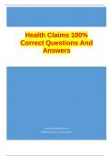 Health Claims 100% Correct Questions And Answers