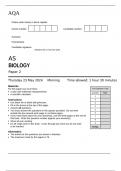 AQA As biology paper 2 June 2024 / 7401/2