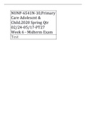 NUNP-6541N-10,Primary Care Adolescnt & Child.2020 Spring Qtr 02/24-05/17-PT27 Week 6 - Midterm Exam