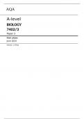 AQA  A-level BIOLOGY 7402/3 Paper 3 Mark scheme June 2024