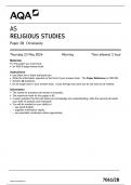 AQA AS RELIGIOUS STUDIES PAPER 2B QUESTION PAPER 2024 ( 7061/2B : Christianity)