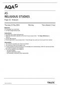 AQA AS RELIGIOUS STUDIES PAPER 2C QUESTION PAPER 2024 ( 7061/2C: Hinduism )