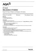 AQA A LEVEL RELIGIOUS STUDIES PAPER 2B QUESTION PAPER 2024 (7062/2B : Study of Religion and Dialogues: Christianity )