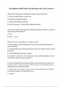 Psychopharm Stahl Final Exam Questions and Correct Answers