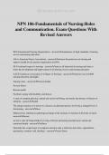 NPN 106-Fundamentals of Nursing:Roles and Communication. Exam Questions With Revised Answers