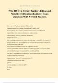 NSG 210 Test 3 Study Guide: Clotting and Mobility (without medications) Exam Questions With Verified Answers.