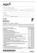 AQA GCSE BENGALI FOUNDATION TIER PAPER 1 QUESTION PAPER 2024 (8638/LF :Listening)