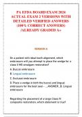 PA EFDA BOARD EXAM 2024  ACTUAL EXAM 2 VERSIONS WITH  DETAILED VERIFIED ANSWERS  (100% CORRECT ANSWERS)  /ALREADY GRADED A+