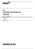 AQA AS Further Mathematics Paper 2 Mechanics Mark Scheme June 2024(7366/2M)