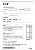 AQA A-Further Mathematics Paper 3 Mechanics  June 2024(7367/3M)