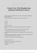 Practice Test - TEAS Reading Exam Questions With Revised Answers