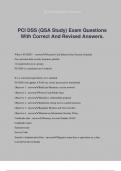 PCI DSS (QSA Study) Exam Questions With Correct And Revised Answers.