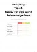 Summary -  Unit 5 - Energy transfers in and between organisms 