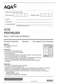 AQA GCSE PSYCHOLOGY PAPER 2 QUESTION PAPER 2024 (8182/2 : Social Context and Behaviour)