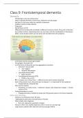 Samenvatting Les 9 'Frontotemporal dementia'