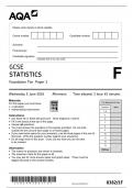 AQA GCSE STATISTICS PAPER 1F QUESTION PAPER 2024 (8382/1F : Foundation Tier)