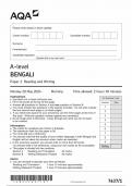 AQA A-Level BENGALI Paper 1 Reading and Writing (7637/1)May 2024