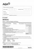 AQA A-Level BENGALI Paper 1 Listening Reading and writing(7637/3) June 2024