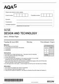 AQA GCSE DESIGN AND TECHNOLOGY UNIT 1 2024 ( 8552/W  : Written Paper)