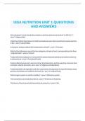  ISSA NUTRITION UNIT 1 QUESTIONS AND ANSWERS