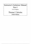 Test Bank For Instructor's Solution manual  Part 1 to accompany Thomas' Calculus 10th Edition All Complete and Verified Latest Update